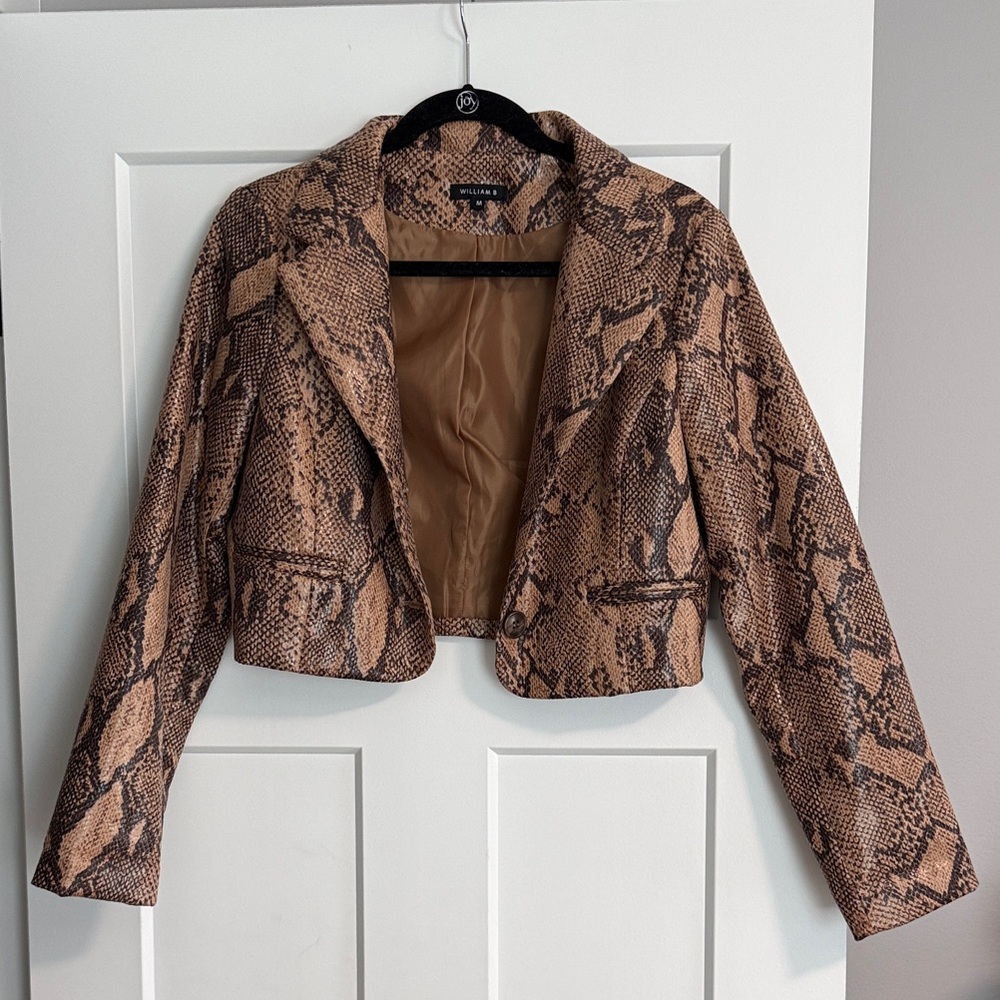 Snake-Print Cropped Blazer